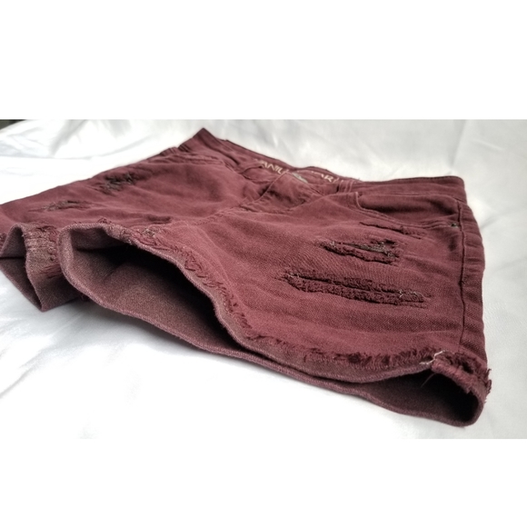 Mid-Rise Distressed Deep Purple Shorts - Picture 2 of 7